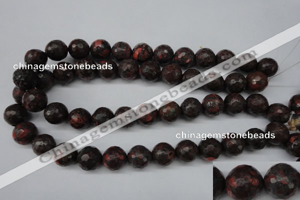 CLD106 15.5 inches 16mm faceted round leopard skin jasper beads