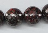 CLD108 15.5 inches 20mm faceted round leopard skin jasper beads