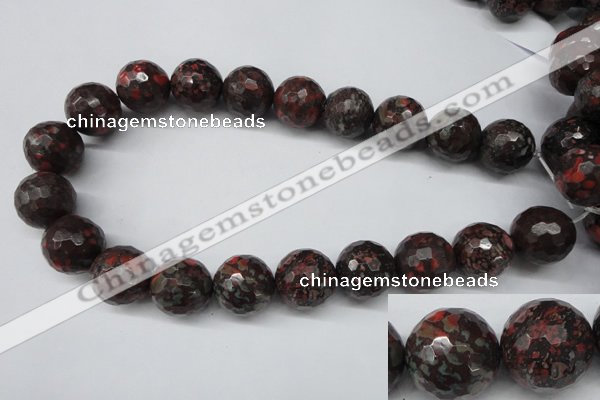 CLD108 15.5 inches 20mm faceted round leopard skin jasper beads