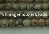 CLD201 15.5 inches 6mm round matte Chinese leopard skin jasper beads