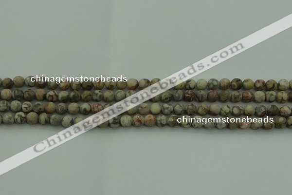 CLD201 15.5 inches 6mm round matte Chinese leopard skin jasper beads