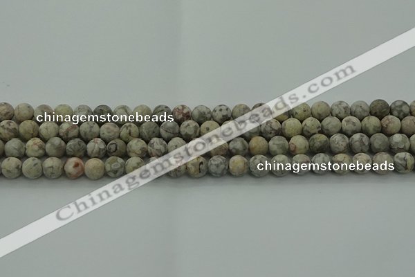 CLD202 15.5 inches 8mm round matte Chinese leopard skin jasper beads