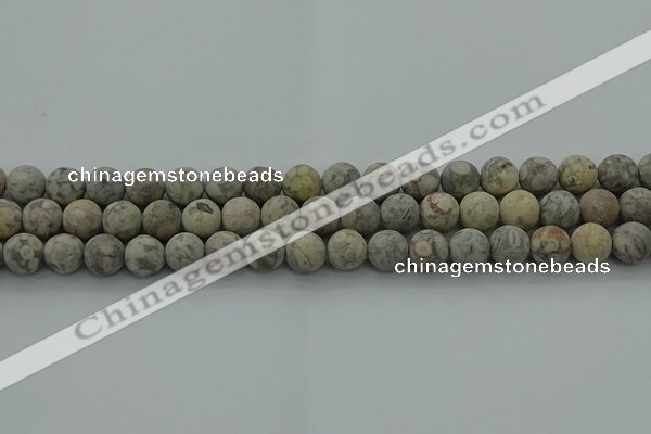 CLD203 15.5 inches 10mm round matte Chinese leopard skin jasper beads