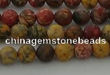 CLD211 15.5 inches 6mm round matte leopard skin jasper beads