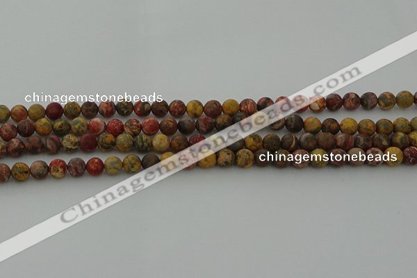 CLD211 15.5 inches 6mm round matte leopard skin jasper beads