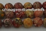 CLD212 15.5 inches 8mm round matte leopard skin jasper beads