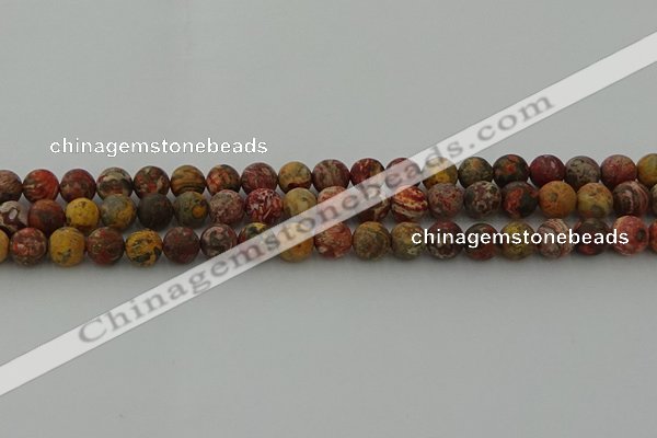 CLD212 15.5 inches 8mm round matte leopard skin jasper beads