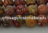 CLD213 15.5 inches 10mm round matte leopard skin jasper beads