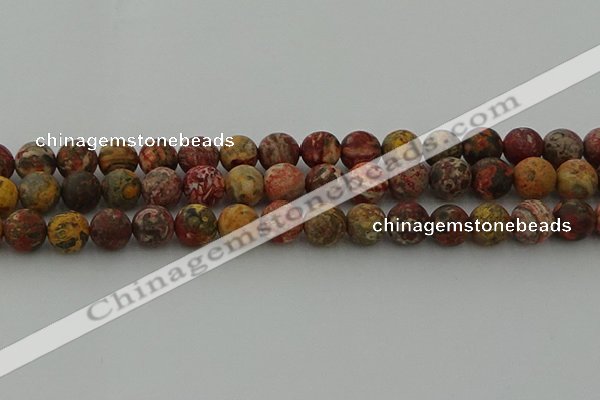 CLD214 15.5 inches 12mm round matte leopard skin jasper beads