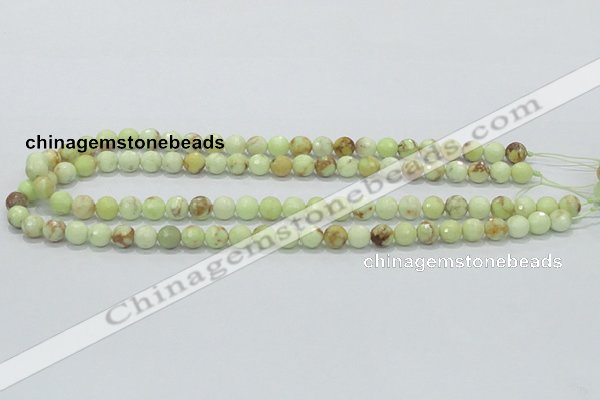 CLE34 15.5 inches 8mm faceted round lemon turquoise beads wholesale