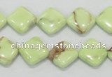 CLE37 15.5 inches 12*12mm diamond lemon turquoise beads wholesale