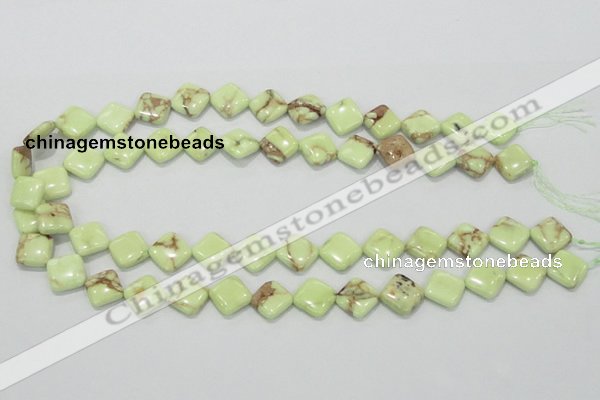 CLE37 15.5 inches 12*12mm diamond lemon turquoise beads wholesale