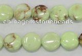 CLE49 15.5 inches 12mm flat round lemon turquoise beads wholesale