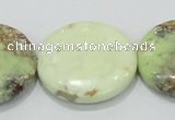 CLE50 15.5 inches 30mm flat round lemon turquoise  beads wholesale