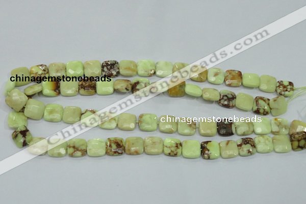 CLE60 15.5 inches 12*12mm faceted square lemon turquoise beads