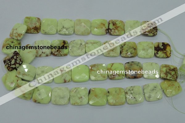 CLE61 15.5 inches 20*20mm faceted square lemon turquoise beads