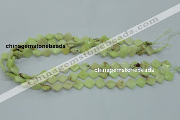 CLE67 15.5 inches 10*10mm faceted diamond lemon turquoise beads