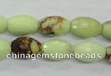 CLE70 15.5 inches 10*15mm faceted rice lemon turquoise beads