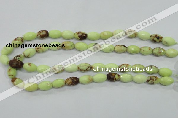 CLE70 15.5 inches 10*15mm faceted rice lemon turquoise beads