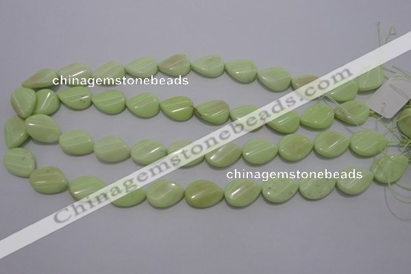 CLE83 15.5 inches 13*18mm twisted flat teardrop lemon turquoise beads