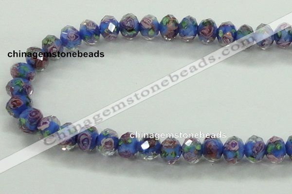 CLG01 12 inches 6*8mm faceted rondelle handmade lampwork beads