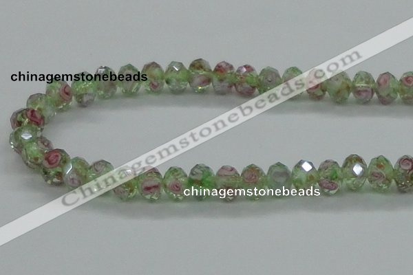 CLG09 12 inches 6*8mm faceted rondelle handmade lampwork beads