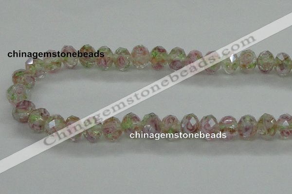 CLG11 12 inches 6*8mm faceted rondelle handmade lampwork beads