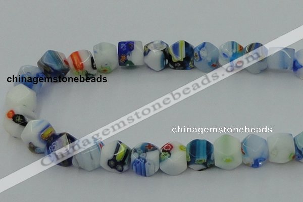 CLG534 16 inches 10*10mm faceted cube lampwork glass beads