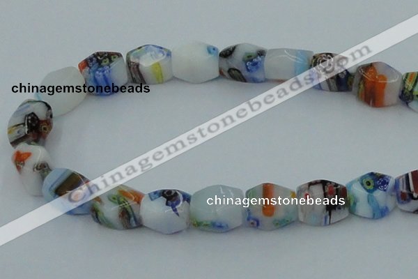CLG535 16 inches 10*13mm faceted cuboid lampwork glass beads