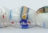 CLG536 16 inches 12*15mm faceted cuboid lampwork glass beads