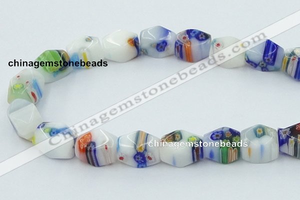 CLG536 16 inches 12*15mm faceted cuboid lampwork glass beads