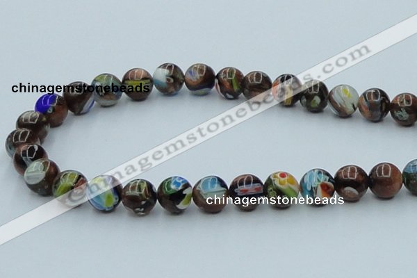 CLG541 16 inches 10mm round goldstone & lampwork glass beads