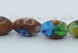 CLG545 16 inches 8*13mm rice goldstone & lampwork glass beads