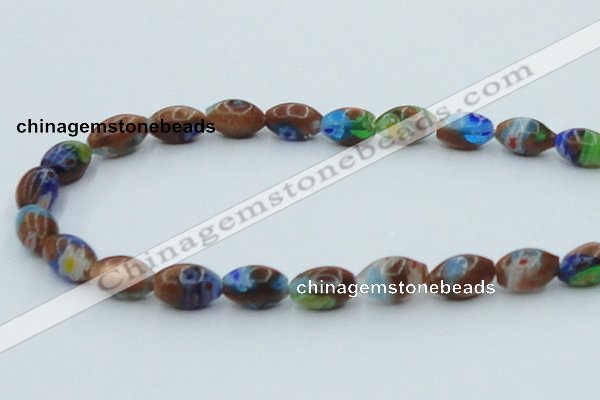 CLG545 16 inches 8*13mm rice goldstone & lampwork glass beads