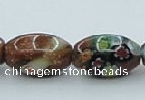 CLG546 16 inches 10*14mm rice goldstone & lampwork glass beads