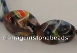 CLG547 16 inches 8*16mm twisted rice goldstone & lampwork beads