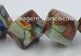 CLG548 16 inches 10*10mm cube goldstone & lampwork beads