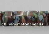 CLG550 16 inches 8*8mm cube goldstone & lampwork glass beads