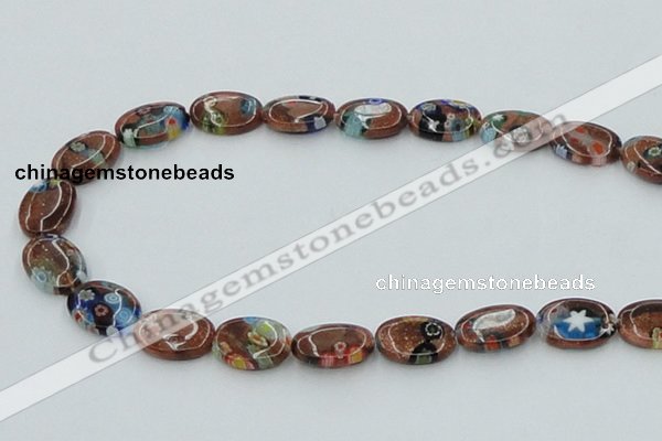 CLG553 16 inches 10*14mm oval goldstone & lampwork glass beads