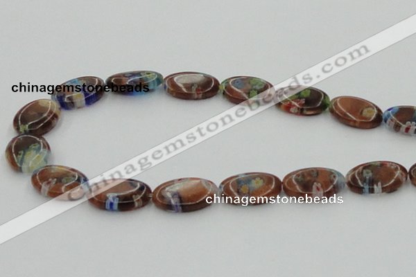 CLG554 16 inches 12*18mm oval goldstone & lampwork glass beads