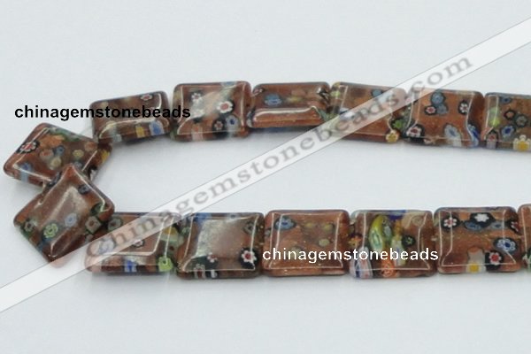 CLG557 16 inches 20*20mm square goldstone & lampwork glass beads