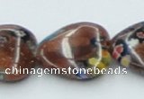 CLG558 16 inches 18*18mm heart goldstone & lampwork glass beads