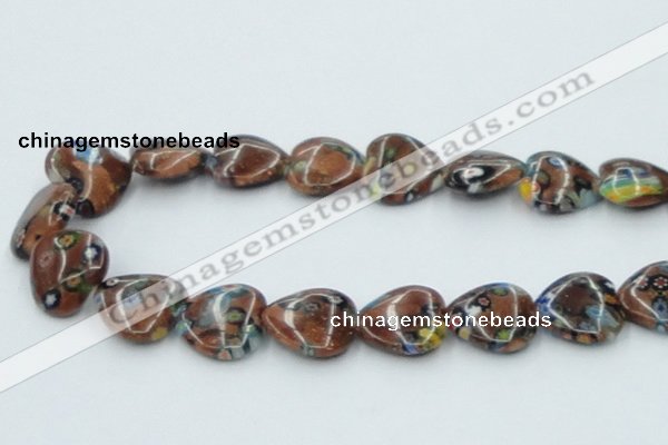 CLG558 16 inches 18*18mm heart goldstone & lampwork glass beads