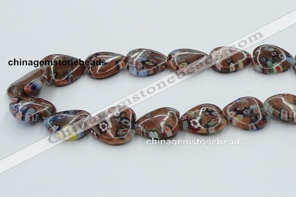 CLG559 16 inches 20*20mm heart goldstone & lampwork glass beads