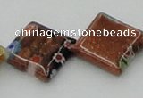 CLG560 16 inches 15*15mm diamond goldstone & lampwork glass beads