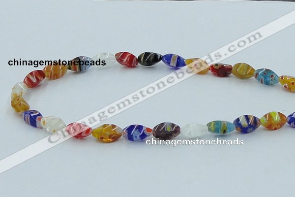 CLG576 16 inches 6*13mm twisted rice lampwork glass beads wholesale