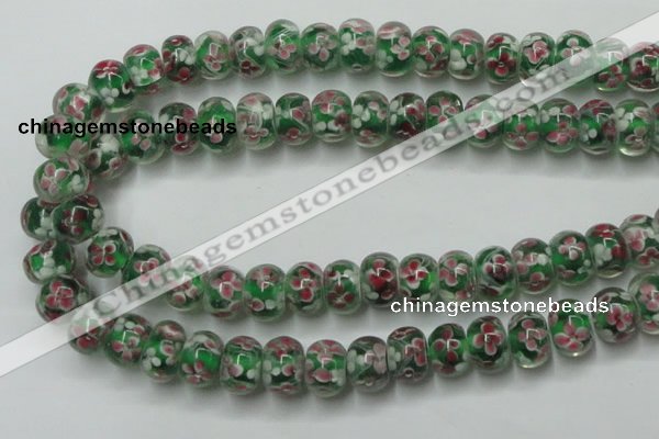 CLG769 14.5 inches 8*12mm rondelle lampwork glass beads wholesale