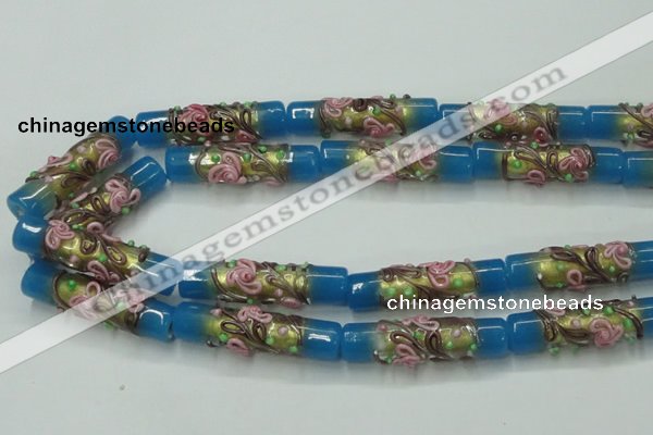 CLG788 15.5 inches 10*40mm cylinder lampwork glass beads wholesale