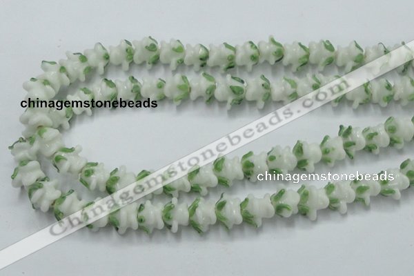 CLG796 15.5 inches 11*13mm rose lampwork glass beads wholesale