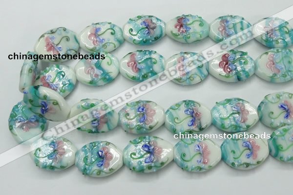 CLG800 15.5 inches 22*28mm oval lampwork glass beads wholesale